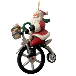 Vintage 90’s cycling Santa‎ ornament (does not move or play music)